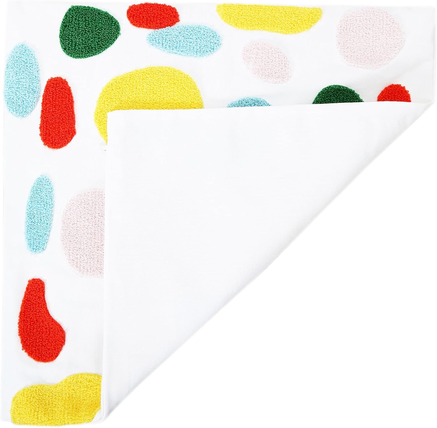 DECOBIRD Embroidery Throw Pillow Cover 18x18 Stone Home Decor Loop Embroidered Pillowcase Durable Cotton Canvas Square Pillow Case for Couch Sofa 45x45cm Cushion Cover, 1 Piece