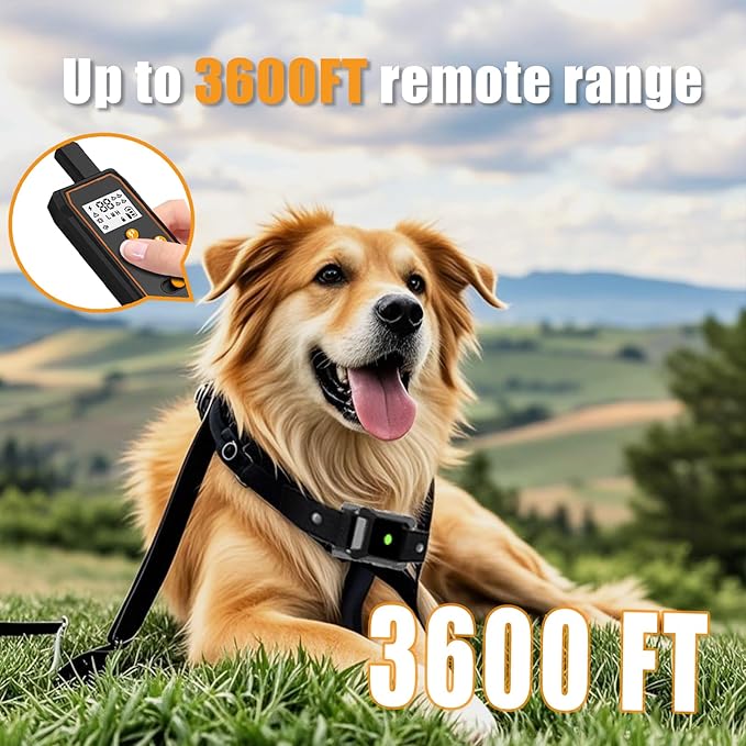 Dog Shock Collar, Pet Training Collar for Dogs with 4200ft Range, IPX7 Waterproof, Dog Bark Collar with 4 Modes & Safety Lock, Rechargeable E-Collar for All Breeds - Correct Bad Habits