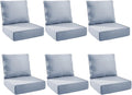 Outdoor Cushion Set for Furniture Patio Furniture, UV Resistant, Water Resistant - 6 Inch Thick Foam Garden Cushions– 24x24 Inch Patio Seat Covers for Chair/Sofa/Couch | Baby Blue | 6-Pack |