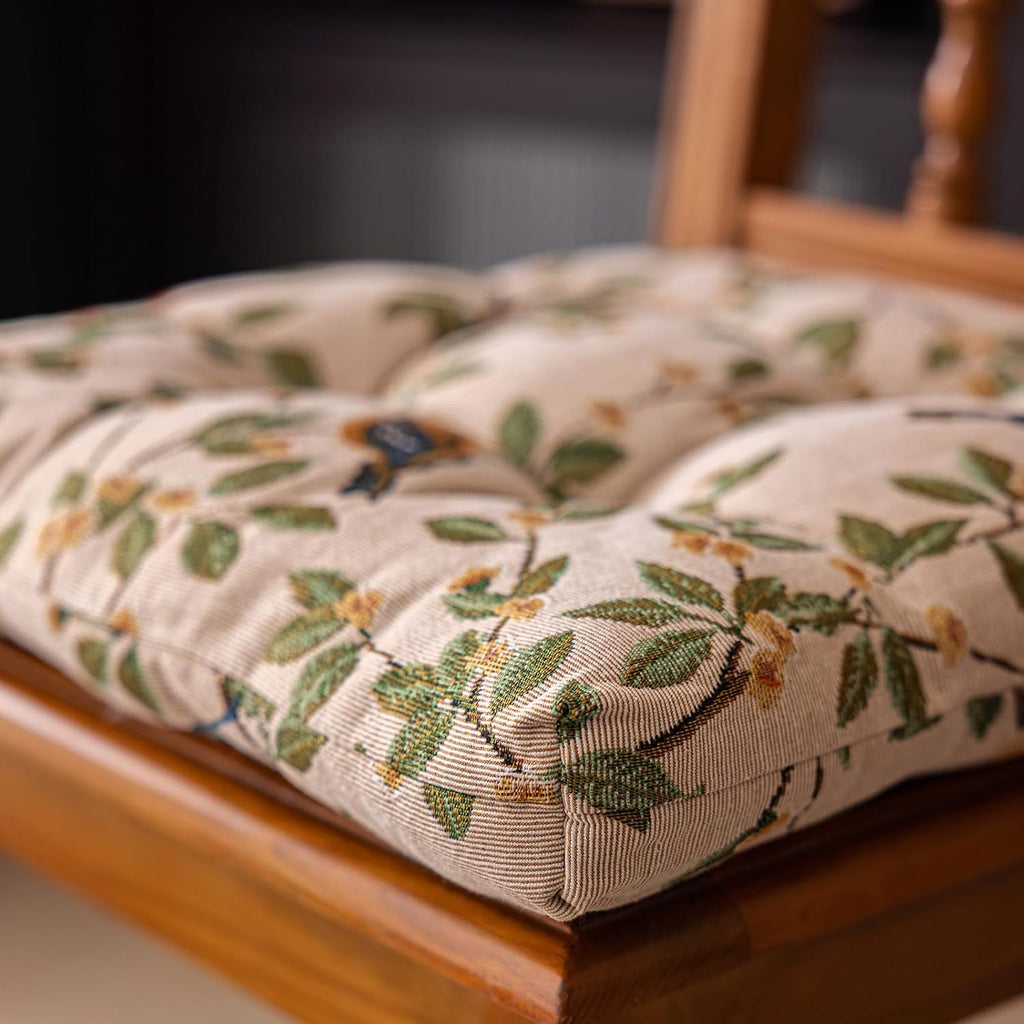 vctops Farmhouse Bird Print Chair Cushions with Ties U-Shaped Soft Comfortable Chair Pads Non Slip Seat Cushions for Indoor Dining Room and Kitchen Chairs (White,16"x16")