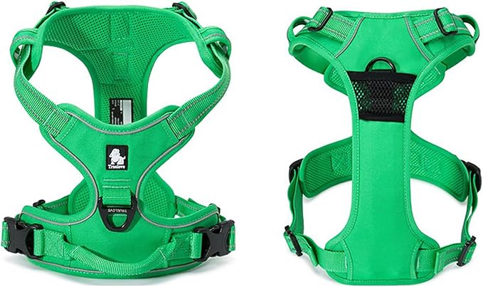 TRUE LOVE Adjustable No-Pull Dog Harness Reflective Pup Vest Harnesses Comfortable Control Brilliant Colors Truelove TLH5651(Grass Green,XL)