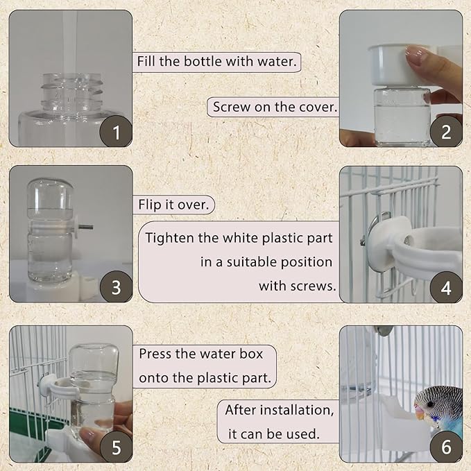 IBWell Set of 3 Automatic Bird Feeders and Waterers for Cage, No Mess Seed and Parrot Water Dispenser, Perch for Cages