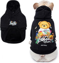 Blooming Teddy Dog Hoodie Dog Clothes Extra Warm Fleece Lining Stretchy Fit for Small Dogs ((Black, Small))