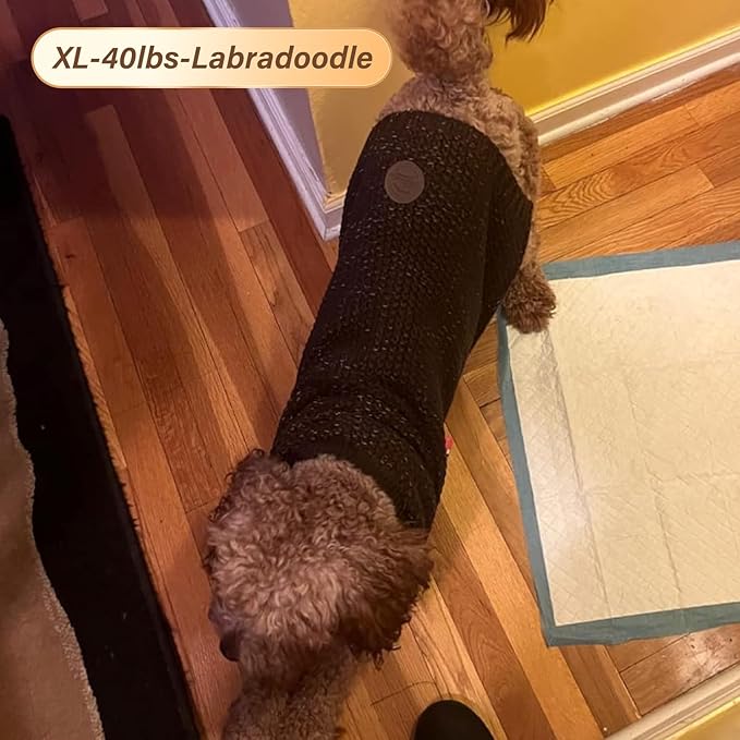 KYEESE Dog Sweater with Leash Hole Comfy Pullover Sweater Medium Size Male with Reflective Yarn Warm Pet Coats Stretchy Cozy Lightweight Thick Knitwear Dog Clothes,Khaki, X-Large