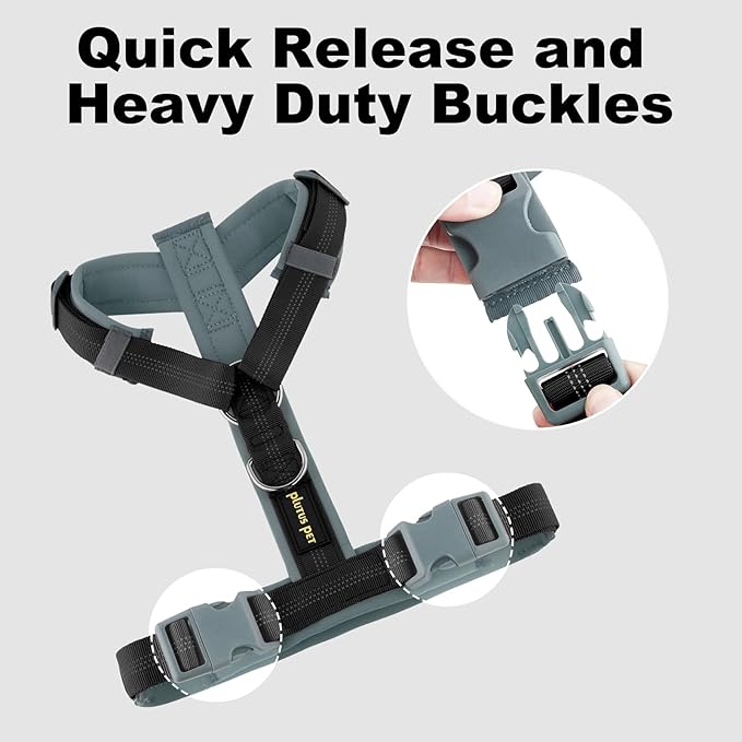 Plutus Pet No Pull Dog Harness, Adjustable Nylon Harness with Soft Padding, Reflective and Heavy Duty Dog Harness for Small, Medium, Large Dogs(Black, S)