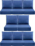 Luxury 6" Outdoor Cushions for Patio Furniture, 24x24x6" Thick Seat Cushion Set of 8, Fade Resistant Couch Chair Replacement Cushions High Density Deep Wicker Chair Cushion w/ Removable Cover, Blue