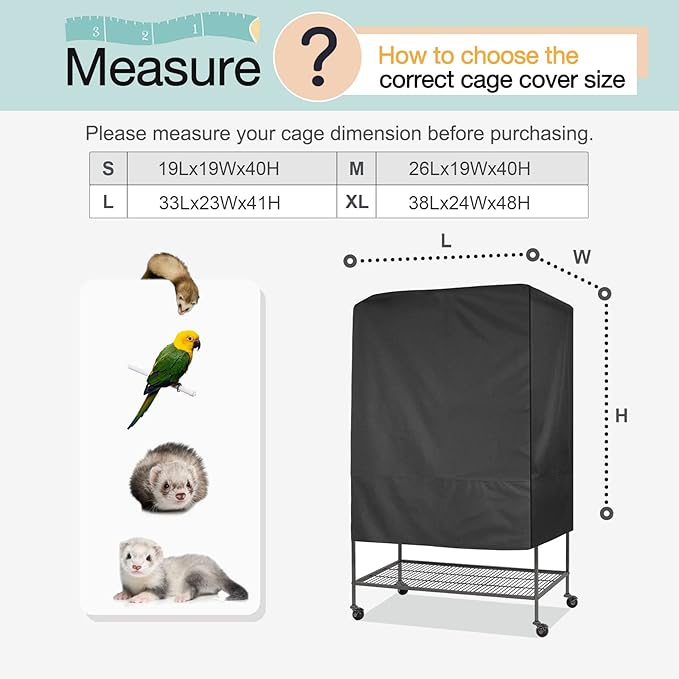 Explore Land Pet Cage Cover - Good Night Enclosure for Bird Critter Cat House to Small Animal Privacy & Comfort (Medium, Black)