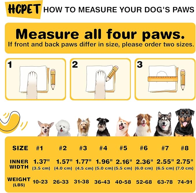 Hcpet Dog Shoes, Dog Boots & Paw Protectors for Winter Snowy Days, Rainy Weather, Outdoor Anti-Slip Sole Dog Booties for Hardwood Floor Black-Leg 6