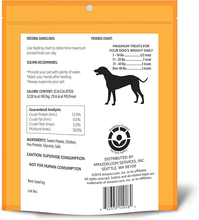 Amazon Brand - Solimo Sweet Potato & Chicken Jerky Dog Treats, 2 pounds