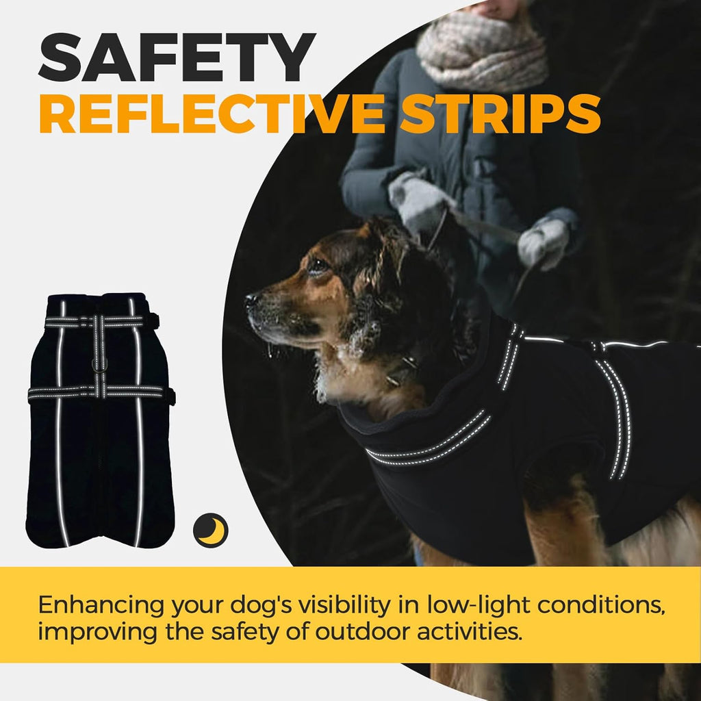 Lelepet Waterproof Dog Jacket with Harness Built in Warm Dog Winter Coat, Reflective Fleece Jacket Jacket, Dogs Coats for Small Dogs, Thermal Pet Snowsuit for Cold Weather Chihuahua, Maltese, Black XS