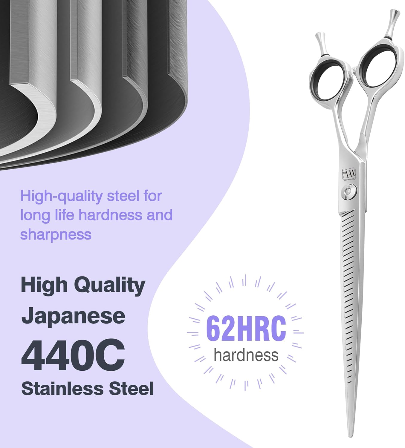 Professional Curved Thinning Scissors for Dog Grooming, 30-Degree Curvature, Japanese 440C for Trimming Dogs Cats and Other Pets face and paws (Pointy-tongued Blender)