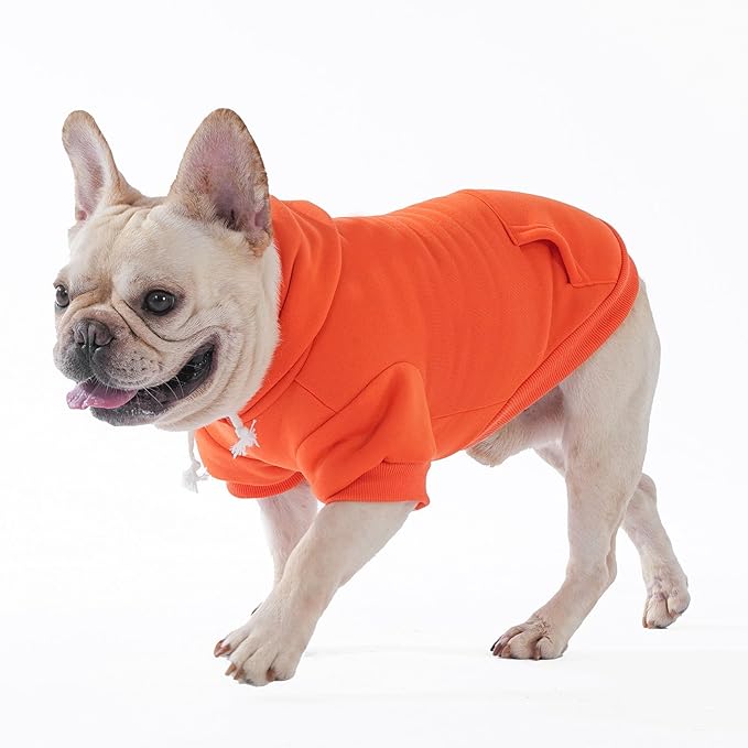 KOOLTAIL Fall Dog Hoodie - Soft & Warm Dog Thanksgiving Sweater with Leash Hole and Pocket,Pet Winter Coat,Cold Weather Clothes Sweatshirt for Small Medium Large Dogs Puppy Cat Boy Girl,Orange XL/XXL
