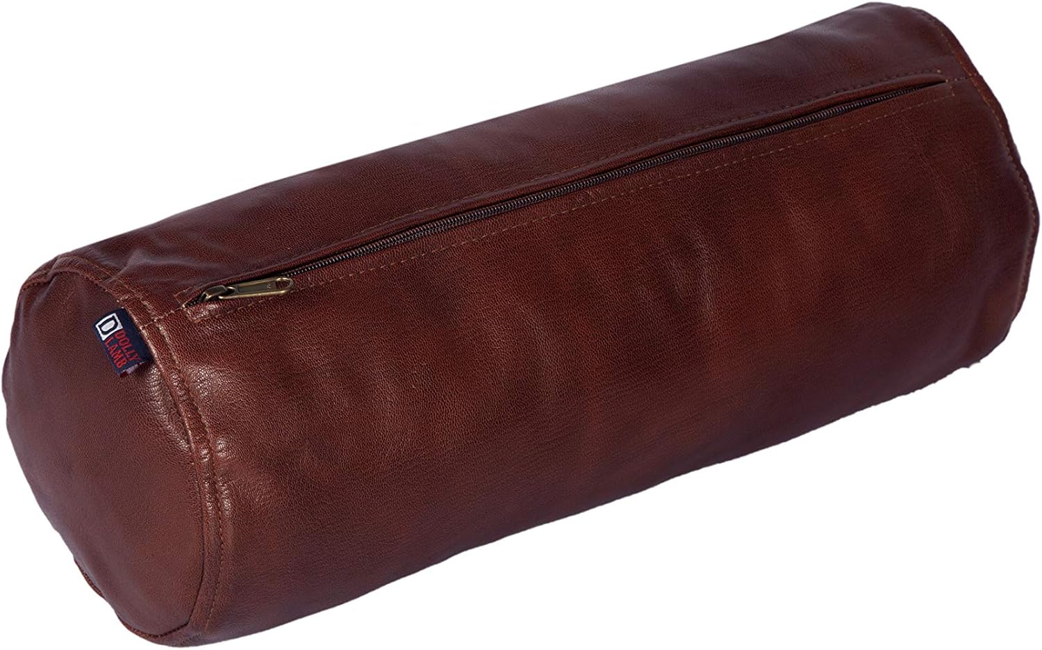 Neck Roll Pillow Cushion Cover, 22x6 Inch Full Moon Round Bolster Pillow Case, Cylinder Soft Lambskin Leather Pillowcase for Head, Spine & Neck Support During Sleep - Tan Pack of 2