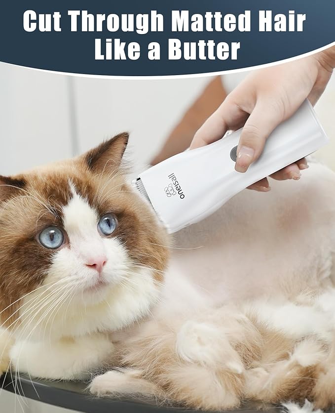 oneisall Pet Shaver for Cats - Quiet Cordless Cat Clippers for Matted & Long Hair