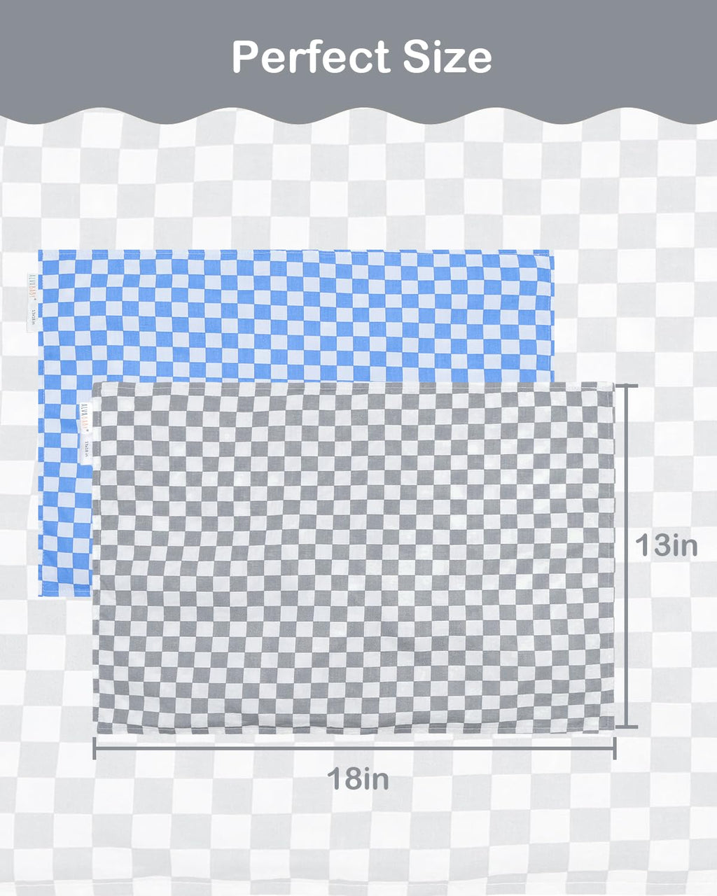 ALVABABY Toddler Pillowcases 2 Pack Organic Cotton Kids Pillow Cover Fit 13"x 18" or 12"x28" Envelope for Girl Boy Sleepy Travel 2TPW34A