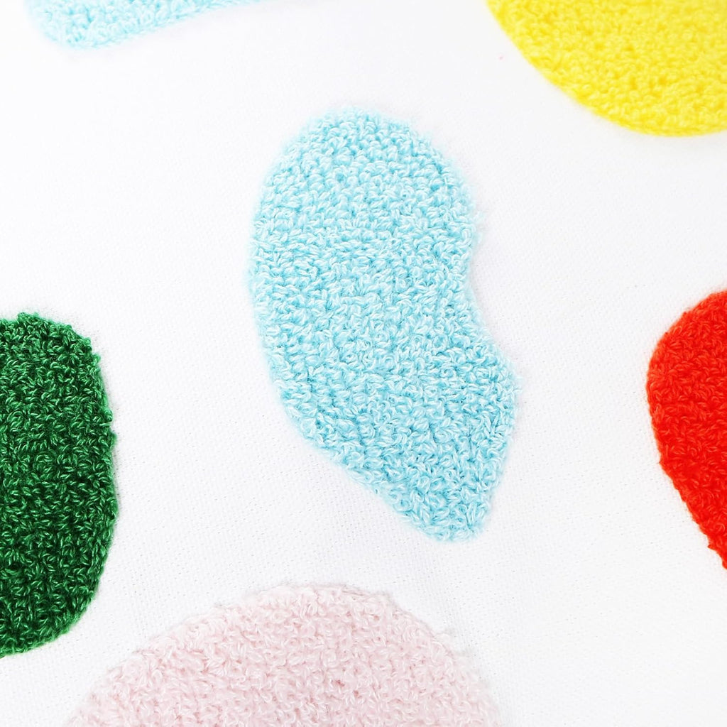 DECOBIRD Embroidery Throw Pillow Cover 18x18 Stone Home Decor Loop Embroidered Pillowcase Durable Cotton Canvas Square Pillow Case for Couch Sofa 45x45cm Cushion Cover, 1 Piece