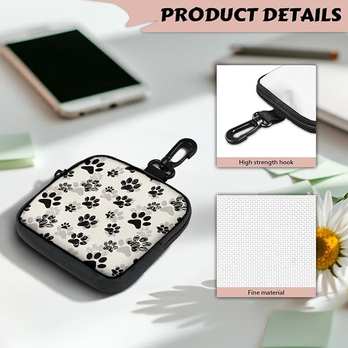 KEIAHUAN Paw Print Dog Treat Pouch Small Training Bag Portable Dog Treat Bag with Clasp & Zipper Closure Reusable Pet Treat Container Puppy Doggie Snack Reward Bags Mini Coin Purse Pocket