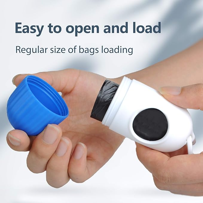 Fida Retractable Dog Leash with Dispenser and Poop Bags, 16 ft Pet Walking Leash for Large Dog up to 110 lbs, Anti-Slip Handle, Tangle Free, Reflective Nylon Tape (L, Blue)