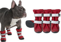 Spark Paws Dog Shoes, Waterproof Dog Boots for Medium to Large Dogs, Non Slip, Breathable Dog Booties and Paw Protectors - 4PCS Doggie Hiking Boots with Reflective Straps - Red, Size 1