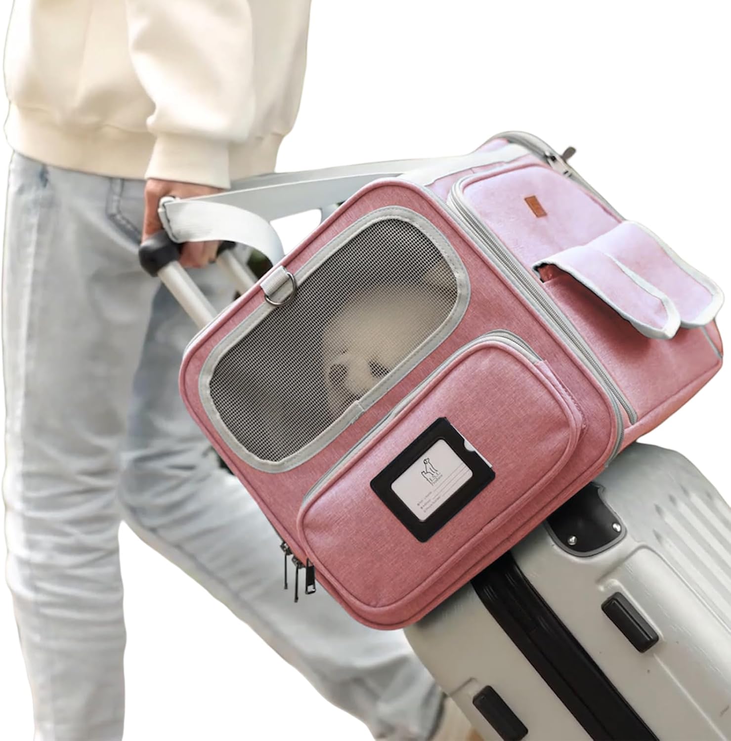 Cat Carriers Soft Pink Small Dogs Carrier Airline Approved,Expandable Pet Bags Softsides Small Dogs Puppy Kitties Rabbit Bunny Carriers Bag Small Animals Travel Outdoor Carry Kennel