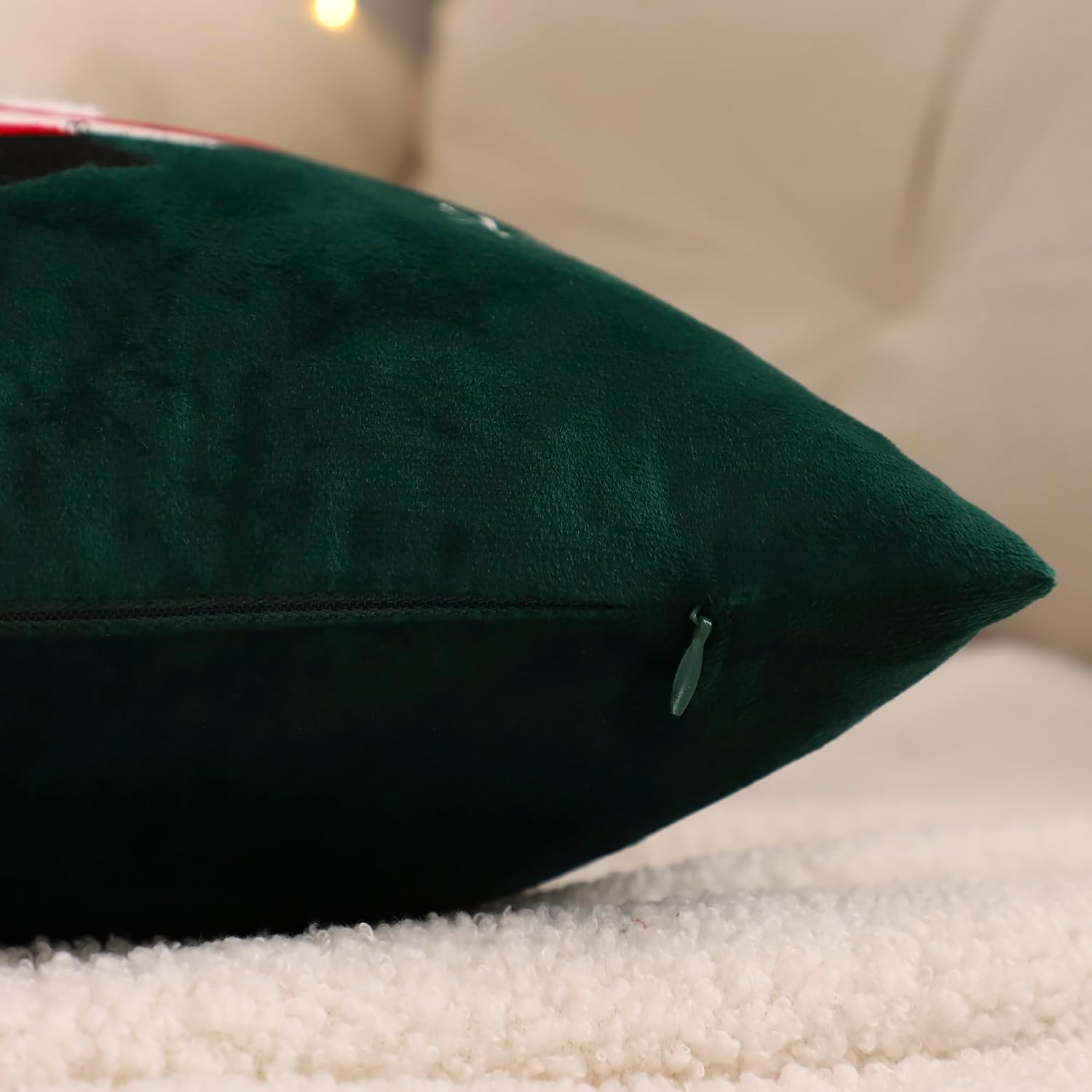 LUOYEHK Christmas Snowman Pillow Covers 18x18 Set of 2 Velvet Green Pillow Cases Winter Holiday Embroidered Cushion Covers for Couch Sofa Bed