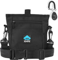 Dog Treat Pouch Magnetic Closure with Training Clicker，Hands-Free Design to Prevent Spills，Built in Poop Bag Dispenser，3 Ways To Wear，Metal Clip Waist Belt and Fanny Pack for Pet Walking（Black）