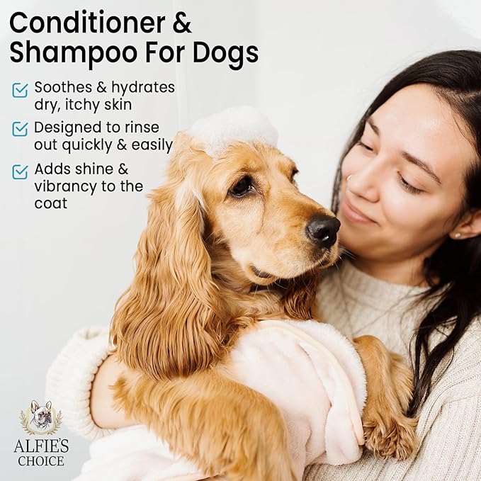 ALFIE'S CHOICE Dog Shampoo & Conditioner Set | 16 fl oz Each | Lavender & Rosemary with Biotin for Itchy Skin, Allergies & Odor | Moisturizing & Detangling for All Breeds