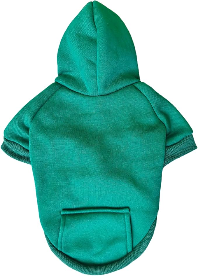 Jecikelon Winter Dog Hoodie Sweatshirts with Pockets Warm Dog Clothes for Small Dogs Chihuahua Coat Clothing Puppy Cat Custume (Green, XX-Small)