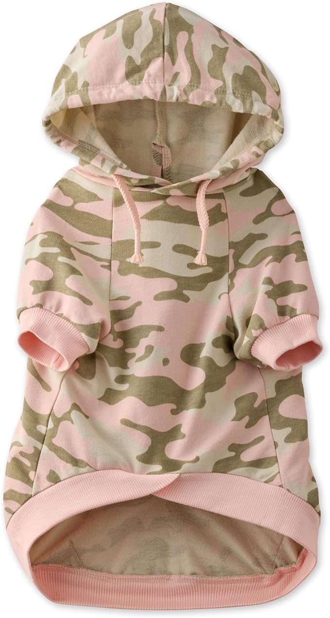 Rocky – The Orginal Lightweight Hooded TEE 100% Organic Cotton Dog Hoodie Pet Coat Sweater for Small, Medium, Large Dogs, Pink Camo, X-Small (5-12 lbs)