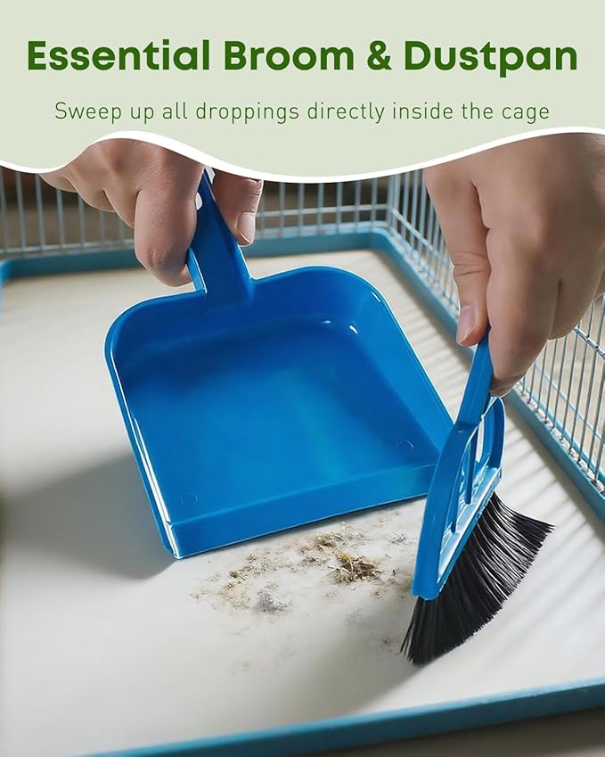 Pawfly 3 Pcs Bird Cage Cleaner Brush with Shovel, 2-in-1 Bird Cage Cleaning Brush Set, Bird Poop Remover for Perches, Kennels & Small Animal Cages, Bird Cage Accessories, Bird Droppings Removal Brush