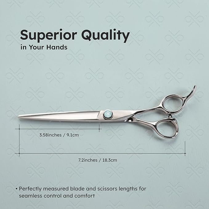 7” Dog Grooming Scissors｜VG10 Japanese Steel Professional Pet Grooming Shears for Cats & Dogs｜Clean Cut & Precise Trimming｜Lightweight Ergonomic Handcrafted Design｜K9 Shears