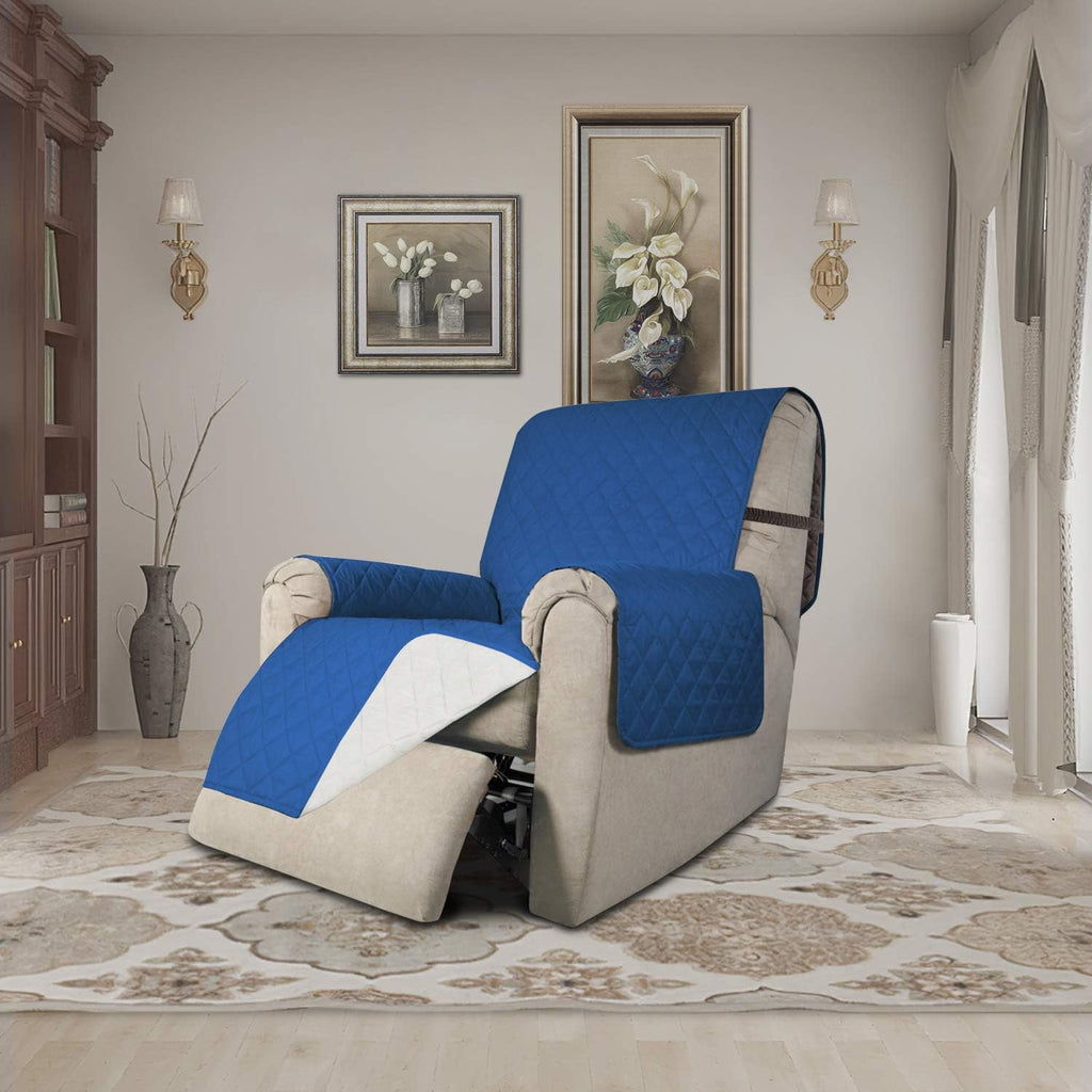 Easy-Going Recliner Sofa Slipcover Reversible Sofa Cover Water Resistant Couch Cover Furniture Protector with Elastic Straps for Pets Kids Children Dog Cat (Recliner, Blue/Ivory)
