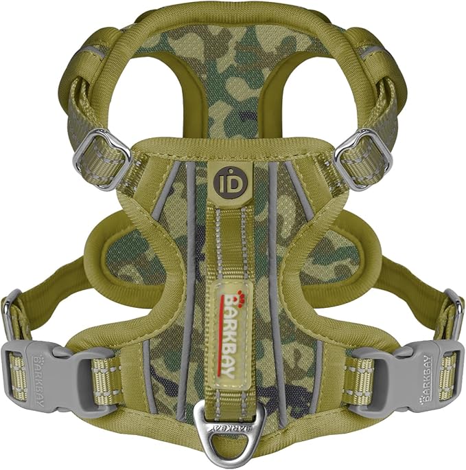 BARKBAY Dog Harness No Pull with ID Tag Pocket - Heavy Duty, Reflective, Easy Control for Large Dogs(Camo,XS)