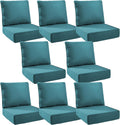 6" Thick Outdoor Cushions 24x24x6, 8-Set Deep Seat Patio Cushions with Removable Cover, Waterproof & Fade Resistant Replacement for Wicker Chair, Loveseat, Sofa - Peacock Green