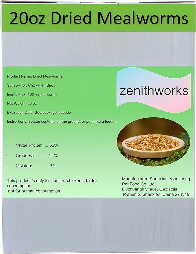 20oz Dried Mealworms – High Protein, All Natural Non-GMO Treats for Chickens,Birds,Reptiles