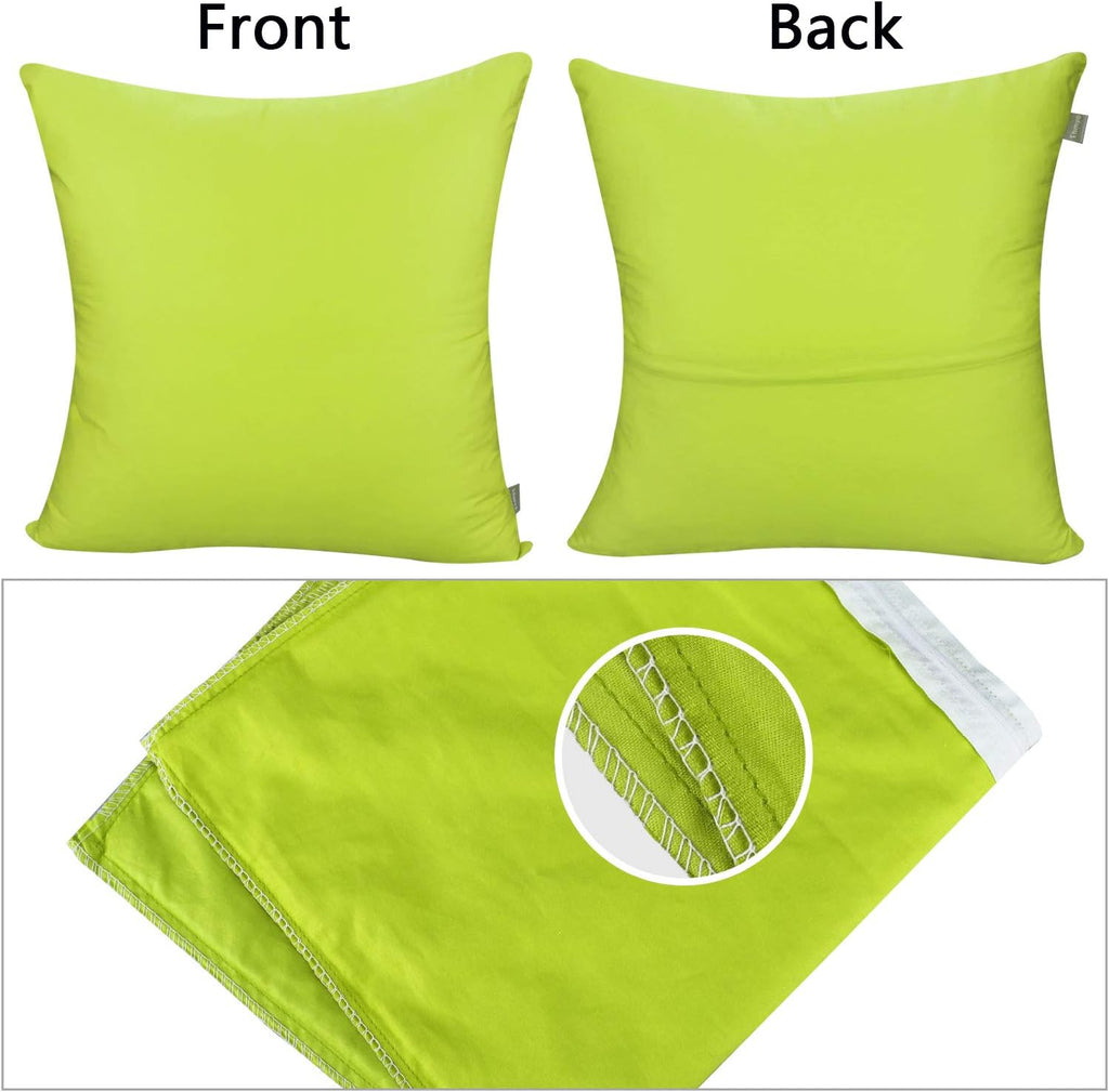 4-Pack 100% Cotton Comfortable Solid Decorative Throw Pillow Case,Thmyo Square Cushion Cover Pillowcase Sublimation Blank Pillow Covers DIY Throw Pillowcase for Couch(22x22 inch/ 55x55cm,Light Green)