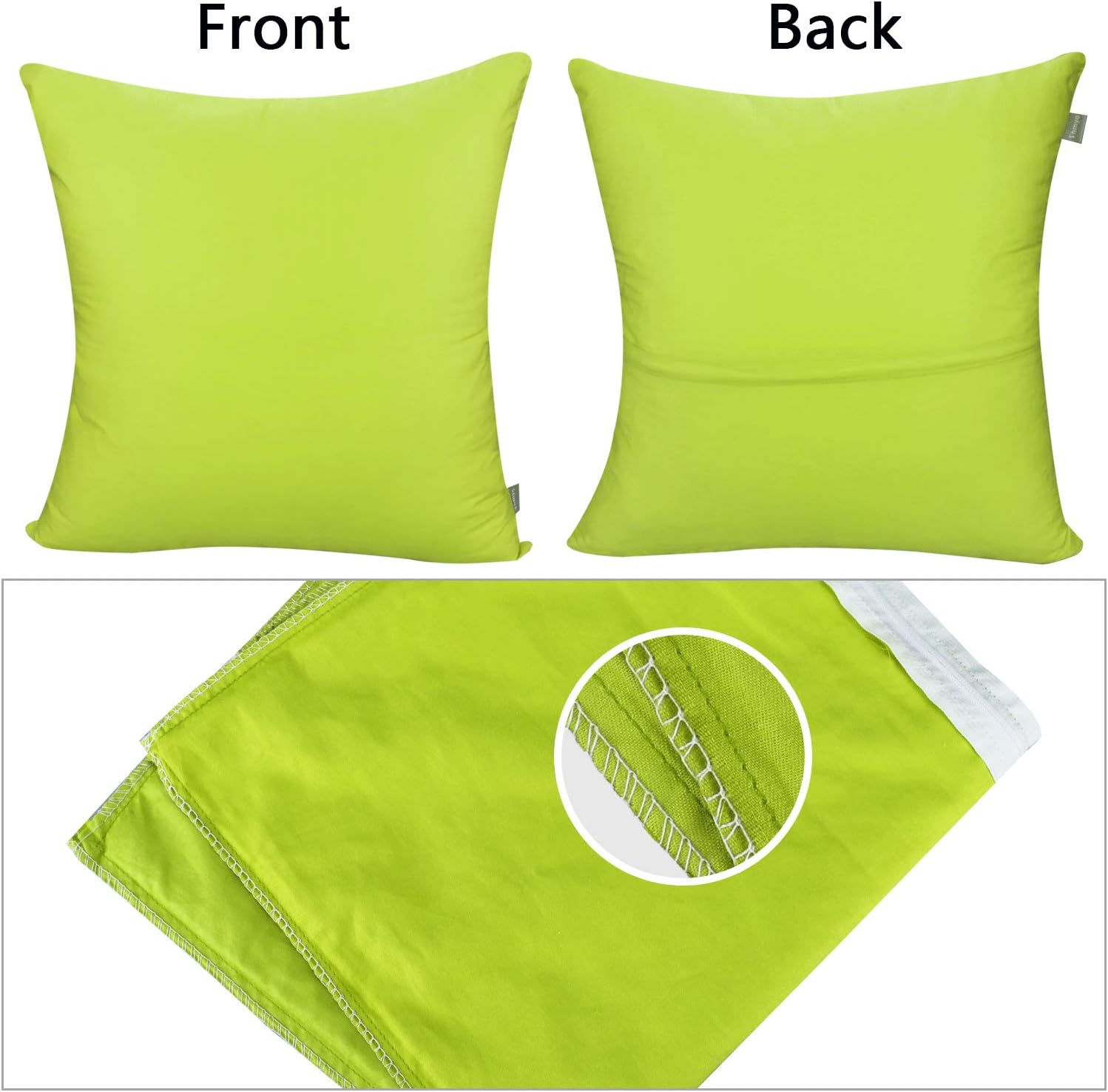 4-Pack 100% Cotton Comfortable Solid Decorative Throw Pillow Case,Thmyo Square Cushion Cover Pillowcase Sublimation Blank Pillow Covers DIY Throw Pillowcase for Couch(22x22 inch/ 55x55cm,Light Green)