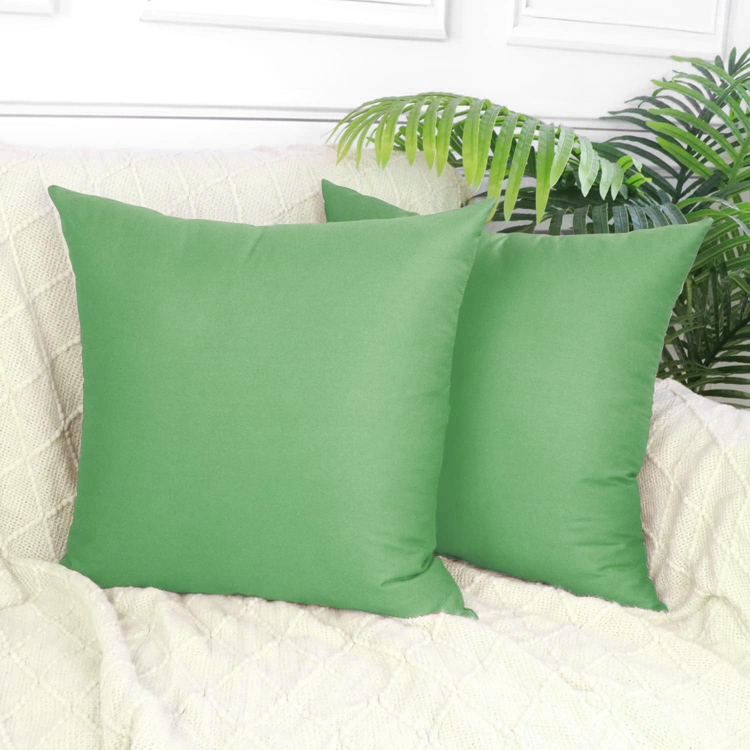 Thmyo 4-Pack 100% Cotton Comfortable Solid Decorative Throw Pillow Case, Square Cushion Cover Pillowcase Sublimation Blank Pillow Covers DIY Throw Pillowcase for Sofa(20x20 inch/ 50x50cm,Sage Green)