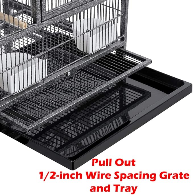 Combo Stacker Center Divided Breeder Breeding Bird Flight Double Rolling Cage for Aviaries Canaries Cockatiels Lovebirds Finches Budgies Small Parrots (BlackVein, One Stacker Without Stand)
