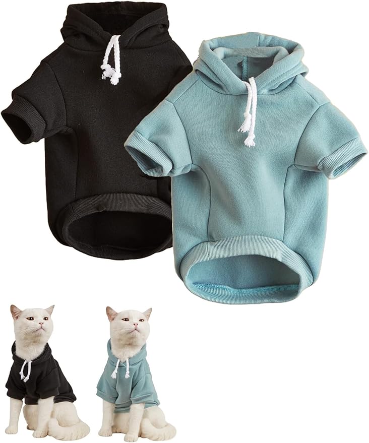 QWINEE Basic Dog Hoodie Sweatshirt Puppy Sweater Warm Cat Costumes Pet Clothes for Chihuahua Puppy Kitten Small Medium Dogs Multicolored X-Large