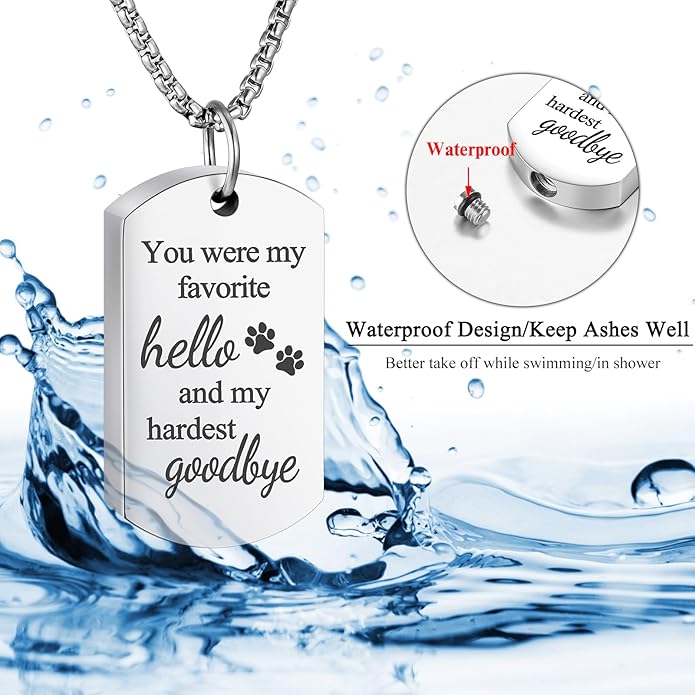 abooxiu Cremation Jewelry for Ashes Urn Necklace for Ashes Memorial Dog Ashes Necklace Cremation Necklace Pet Keepsake Necklace Pawprint Ashes Holde Necklace