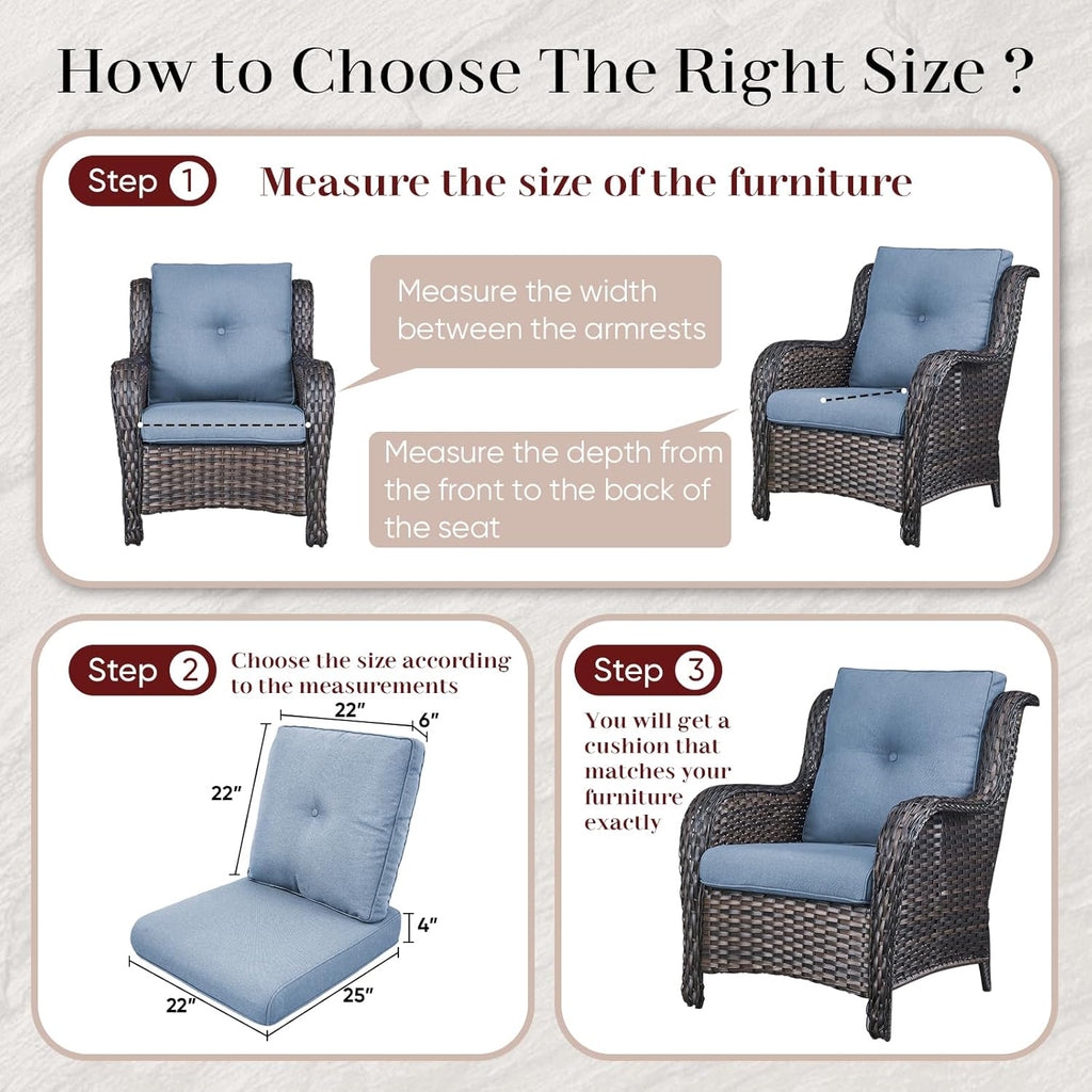 Outdoor Chair Cushions-Patio Chair Cushions Set of 2 with Removable Cover 22 X 25 Inch Outdoor Cushions for Patio Furniture Chair Sofa Couch-Sky Blue