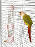 9.4 Fl Oz No Mess Bird Water Dispenser, Automatic Parrot Water Feeder with Spring Valve, Clear Cage Water Drinker for Parakeets Cockatiels Budgies Finch Lovebirds & Canary (Pink, 7.4 fl oz (220ml))