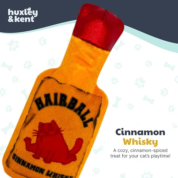 Huxley & Kent Plush Cat Toy - Interactive Catnip Toy for Cats & Kittens - Soft Kitty Toy with Crinkle & Catnip - Fun Indoor Play Toy - Hairball Cinnamon Whiskey