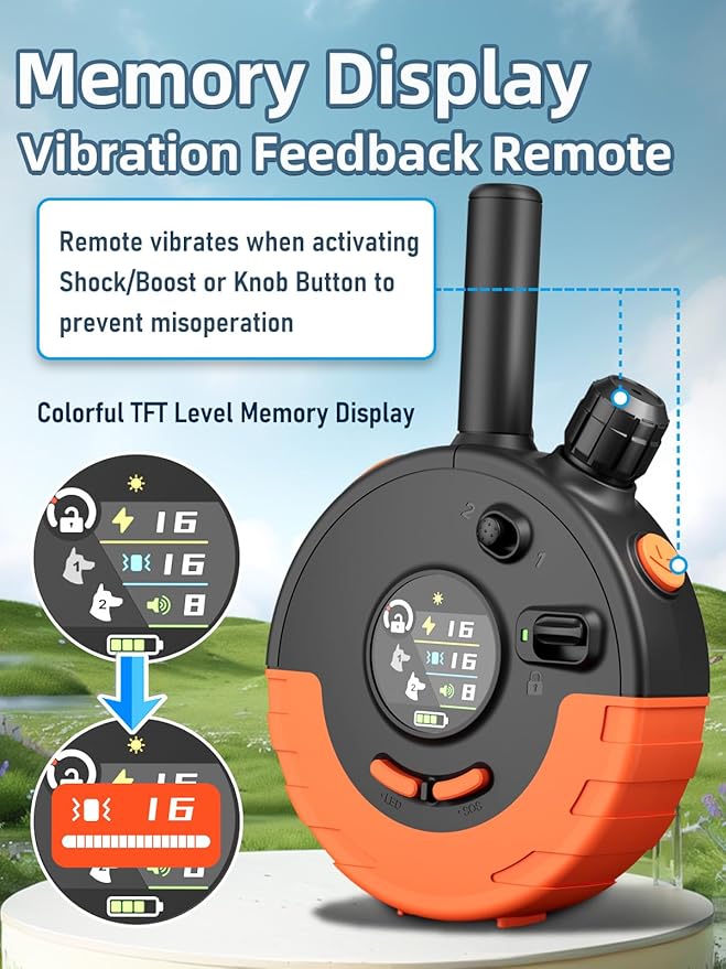 Bousnic Shock Collar for Dogs - 4/5 Mile Remote Dog Training Collar with SOS & Solid Light IPX7 Waterproof Electric Dog Collar Beep(1-8) Vibration & Shock & Boosted(1-16) for Large Medium Small Breeds