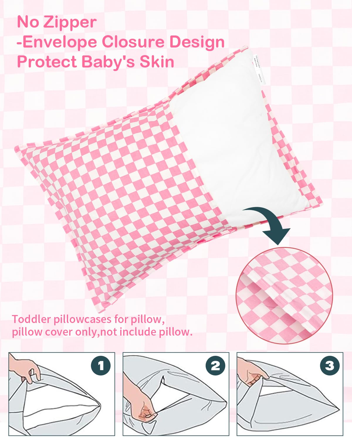 ALVABABY Toddler Pillowcases 2 Pack Organic Cotton Kids Pillow Cover Fit 13"x 18" or 12"x28" Envelope for Girl Boy Sleepy Travel 2TPW33A