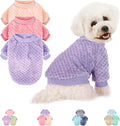 POMIU Dog Sweater, Dog Sweaters for Small Medium Dogs or Cat, Warm Soft Flannel Pet Clothes for Dogs Girl or Boy, Dog Shirt Coat Jacket (Peach+Purple+Rose, Large)