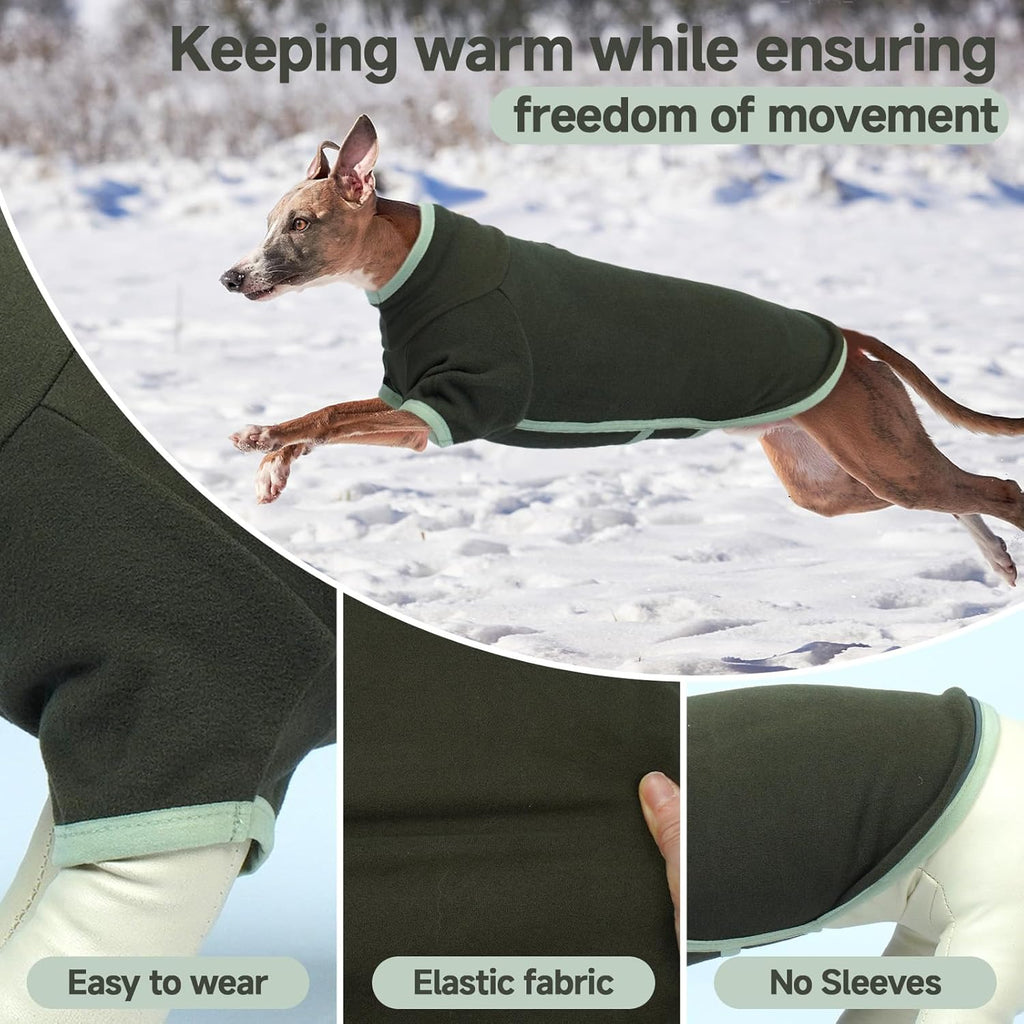 Fleece Dog Sweater with Turtleneck, Cozy Lightweight Pullover Dogs - Stretchy Soft Thermal Wear for Puppy Small Medium Large Breeds ArmyGreen XL