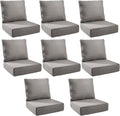 Outdoor Cushion Set for Furniture Patio Furniture, UV Resistant, Water Resistant - 6 Inch Thick Foam Garden Cushions– 24x24 Inch Patio Seat Covers for Chair/Sofa/Couch | Grey | 8-Pack |
