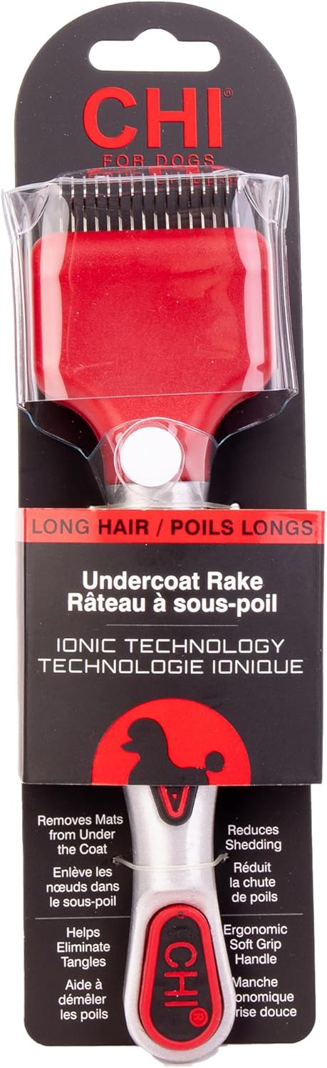 CHI for Dogs Dematting and Deshedding Undercoat Rake - Dog Grooming Tool for Long Hair - Safe Blade Design for Mats and Knots - Ideal for Thick Coats and Tangled Fur